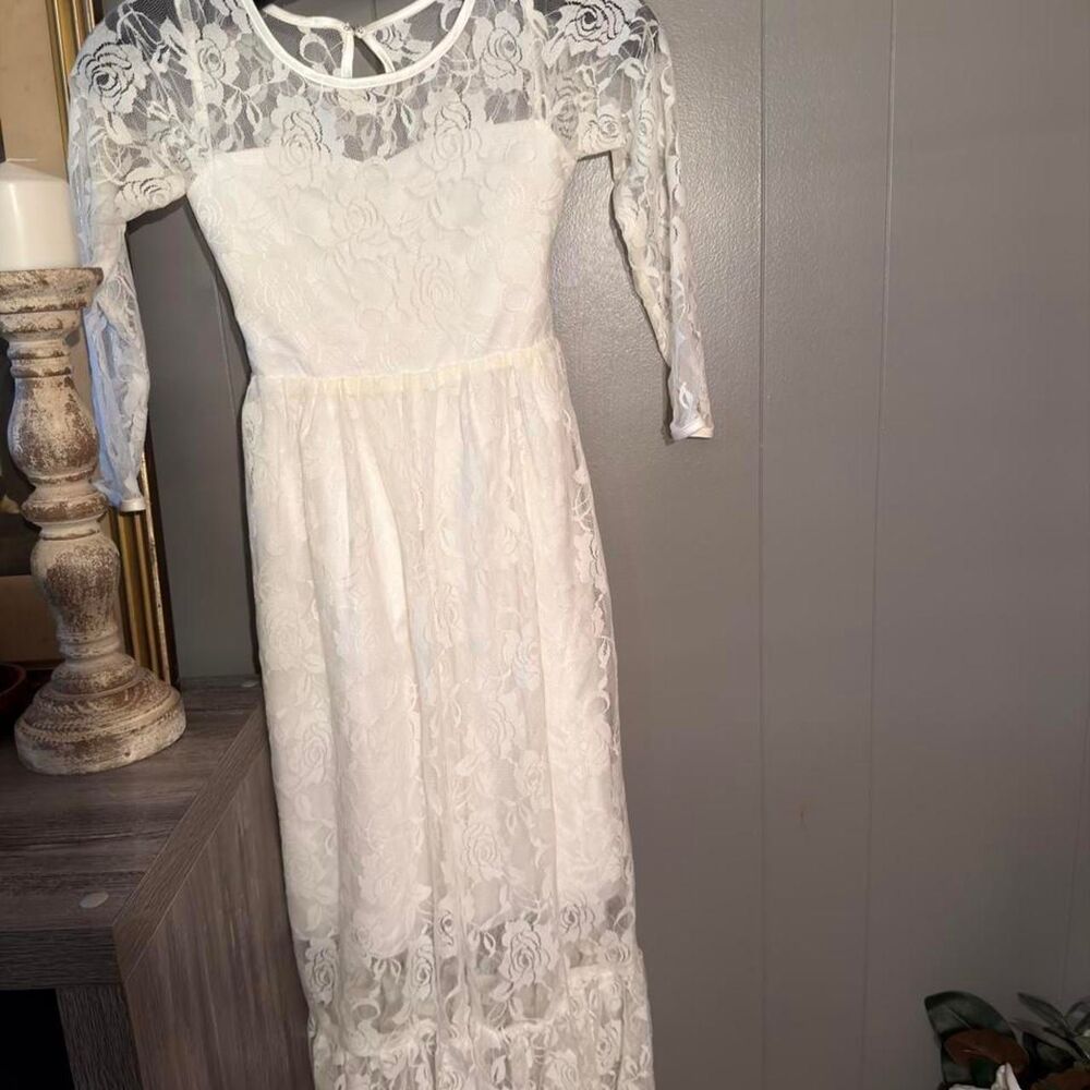 Women's White and Cream Dress